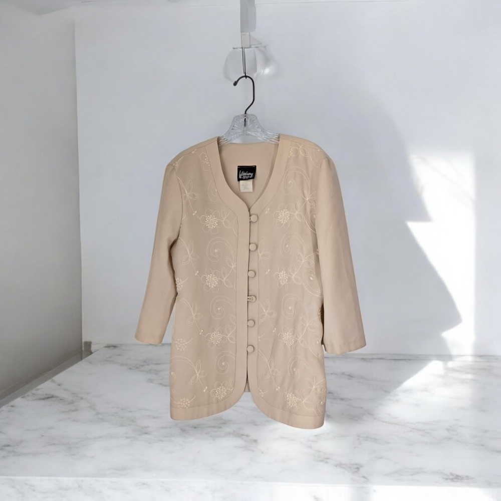 Whirlaway Frocks Vintage Embroidered Button-Down Jacket Sze 16p